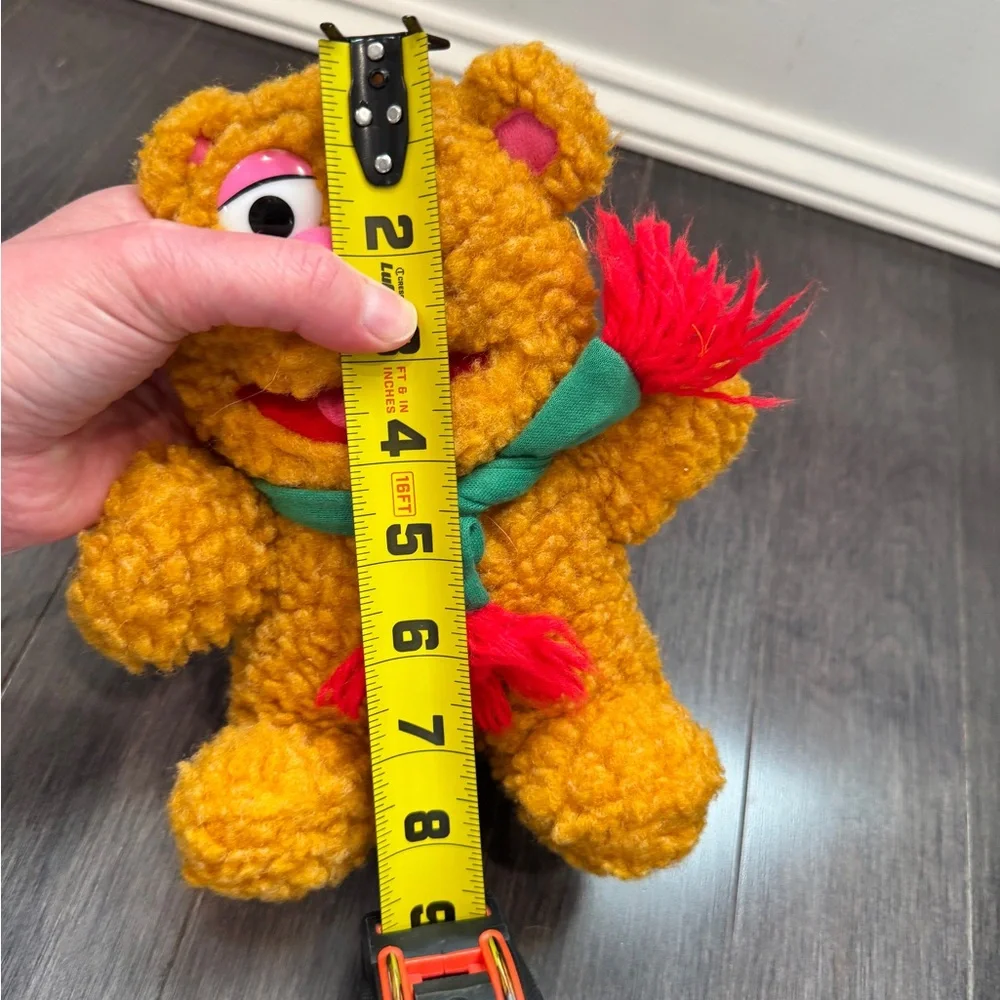 VINTAGE 1987 The Muppets Christmas Fozzi Bear Stuffed Animal Plush Green Scarf - Picture 6 of 6